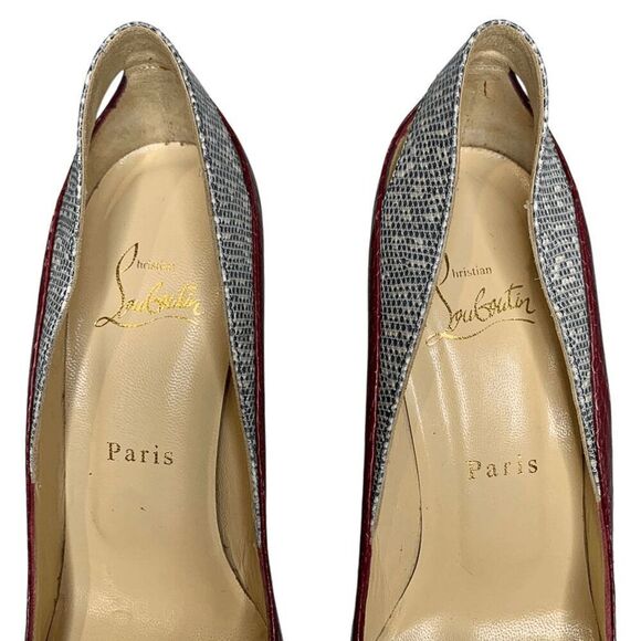 Christian Louboutin Snakeskin Embossed Cutout Pump EU 37.5 US 7.5 Red High Heels - Picture 12 of 12